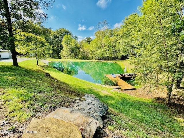 exterior space featuring a water view
