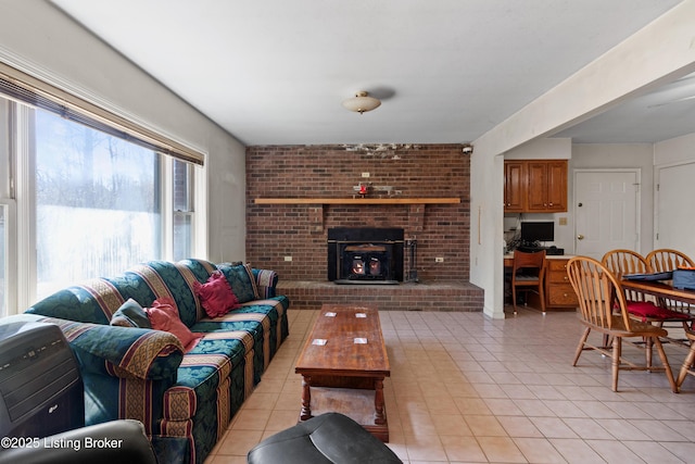 1147 Poplar Grove Rd, Buffalo, KY 42716 - living area with light tile patterned floors and a fireplace