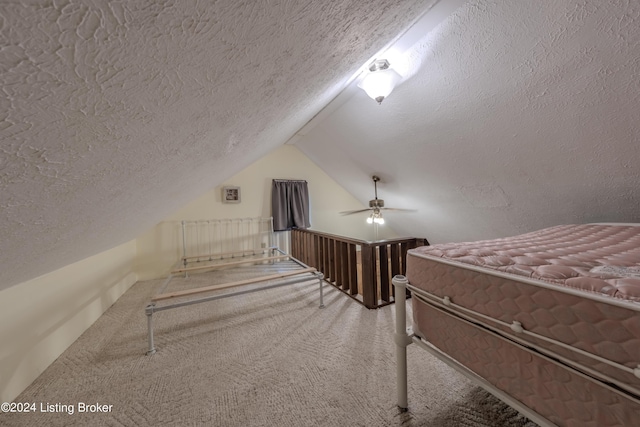 110 Nathan Rd, Falls Of Rough, KY 40119 - carpeted bedroom with a ceiling fan, radiator, lofted ceiling, and a textured ceiling