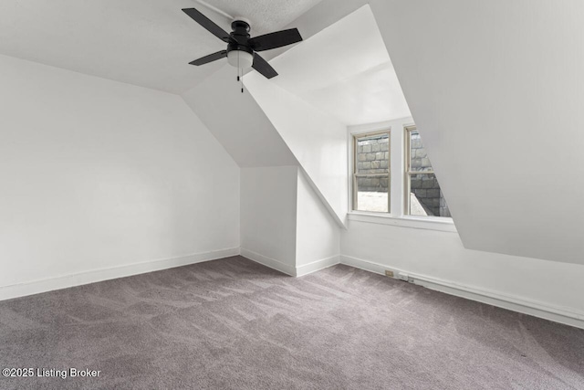 1466 Saint James Ct, Louisville, KY 40208 - additional living space featuring baseboards, carpet, lofted ceiling, and ceiling fan