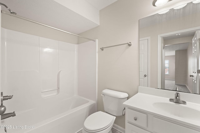 135C Michelle Dr, Shepherdsville, KY 40165 - full bathroom featuring toilet, baseboards, shower / washtub combination, and vanity