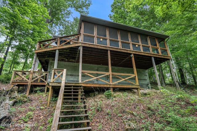 view of outdoor structure with stairway