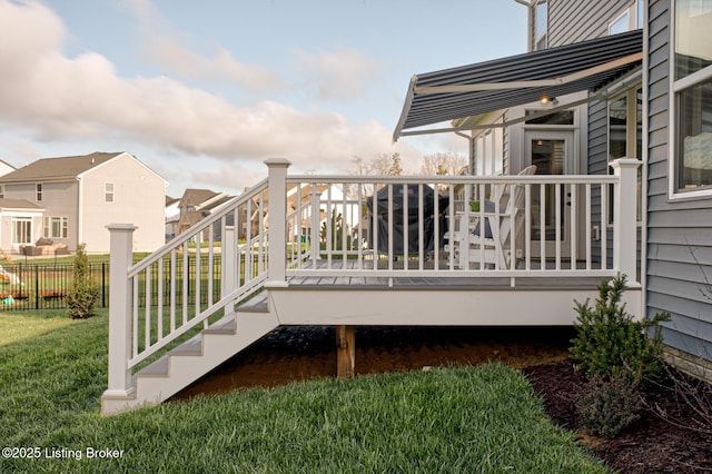 18104 Bridle Run Dr, Louisville, KY 40245 - wooden terrace featuring a yard, a residential view, and fence