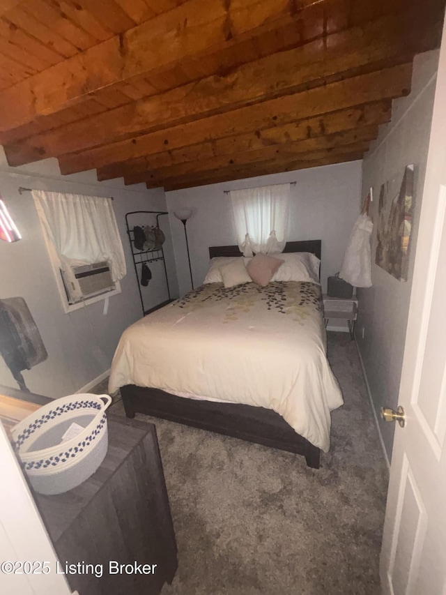 1009 Wilderness Rd, Mammoth Cave, KY 42259 - carpeted bedroom featuring cooling unit and beamed ceiling