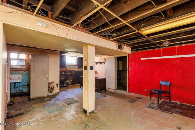 basement with a healthy amount of sunlight