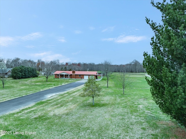 1109 Holly Ave, Louisville, KY 40118 - view of grassy yard with asphalt driveway and view of wooded area