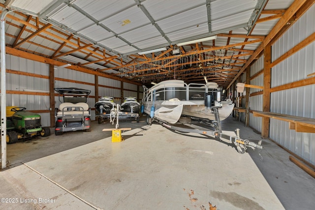 garage with metal wall