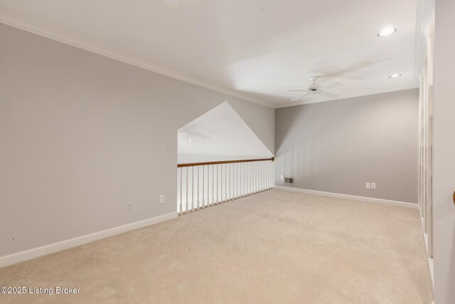 7808 Grenoble Ln, Prospect, KY 40059 - bonus room with ceiling fan, light colored carpet, recessed lighting, and baseboards