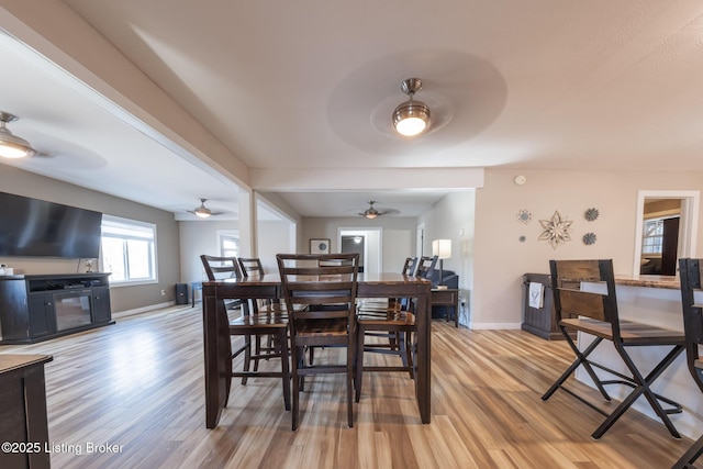 432 Four Seasons Rd, Falls Of Rough, KY 40119 - dining area with baseboards, light wood-style floors, and a ceiling fan