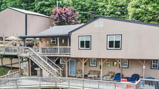 432 Four Seasons Rd, Falls Of Rough, KY 40119 - back of house featuring an outdoor hangout area, a wooden deck, stairway, and a patio