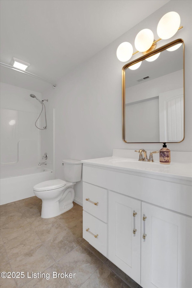 100 Bellemeade St, Brandenburg, KY 40108 - full bath featuring visible vents, toilet, shower / bathing tub combination, and vanity