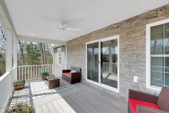 100 Bellemeade St, Brandenburg, KY 40108 - wooden deck featuring ceiling fan