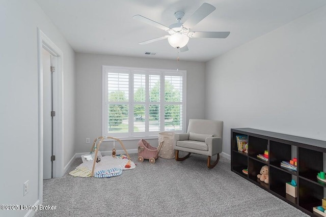 11125 Radleigh Ln, Louisville, KY 40291 - playroom with carpet flooring, ceiling fan, and baseboards