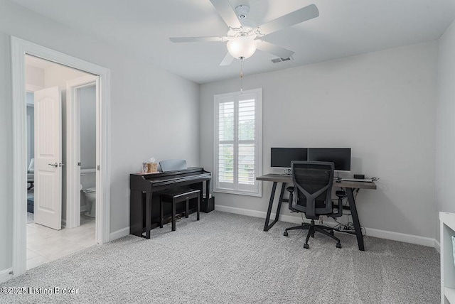 11125 Radleigh Ln, Louisville, KY 40291 - office area with carpet floors, baseboards, and ceiling fan