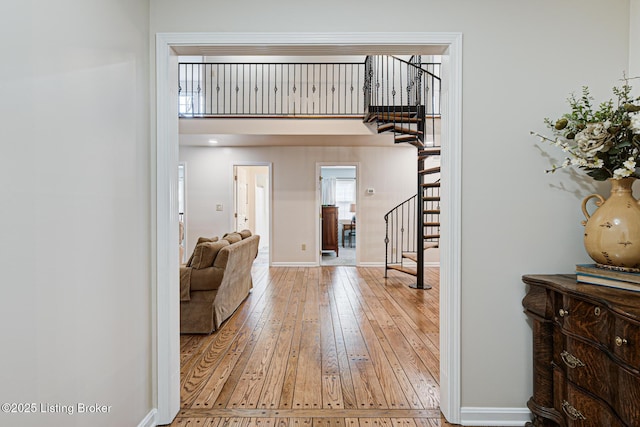 1014 Old Mill Stream Ln, Shepherdsville, KY 40165 - entrance foyer with stairway, hardwood / wood-style flooring, baseboards, and a towering ceiling