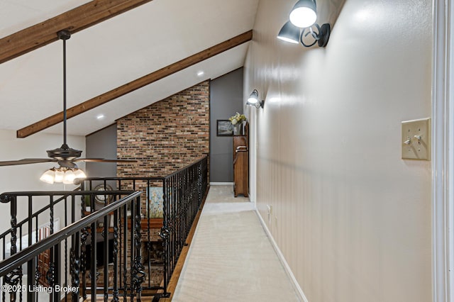 1014 Old Mill Stream Ln, Shepherdsville, KY 40165 - corridor with an upstairs landing, baseboards, and light colored carpet