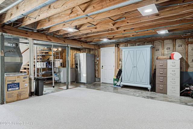 1014 Old Mill Stream Ln, Shepherdsville, KY 40165 - unfinished below grade area featuring stainless steel fridge with ice dispenser