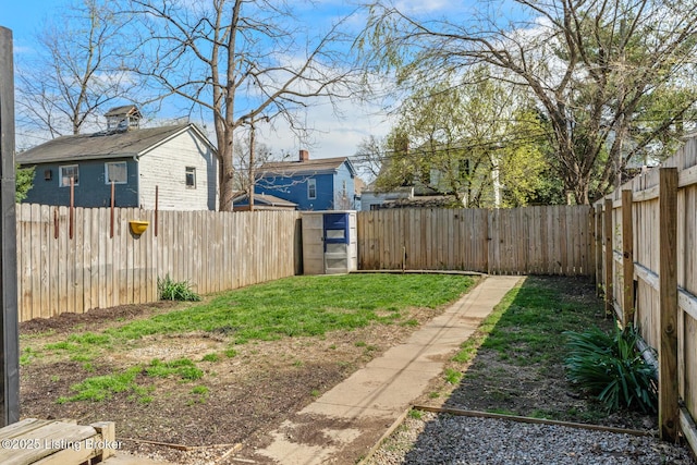view of yard featuring a fenced backyard
