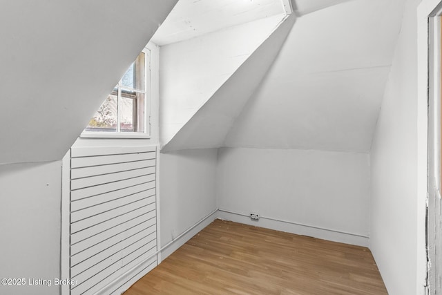 additional living space with wood finished floors and lofted ceiling