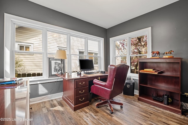 4613 S 2nd St, Louisville, KY 40214 - office with baseboards and wood finished floors