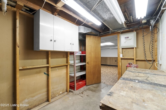 view of unfinished basement
