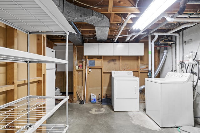 unfinished below grade area with separate washer and dryer