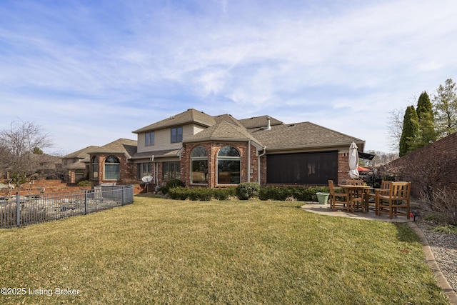 12206 Bridgeway Ct, Sellersburg, IN 47172 - exterior space featuring brick siding, a front yard, fence, and a patio