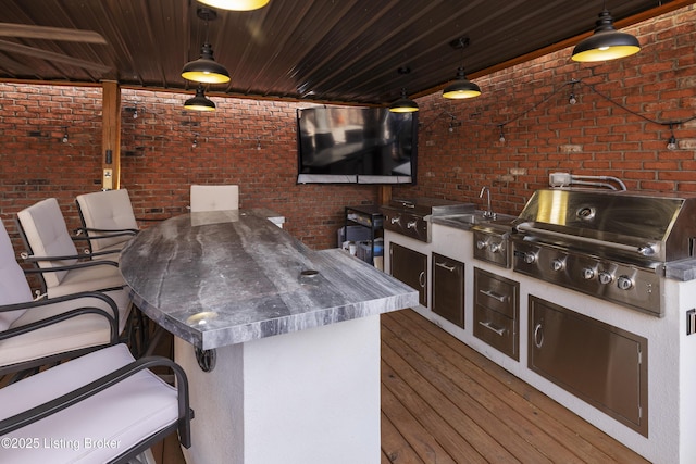 12206 Bridgeway Ct, Sellersburg, IN 47172 - view of patio / terrace featuring a grill, a sink, and an outdoor kitchen
