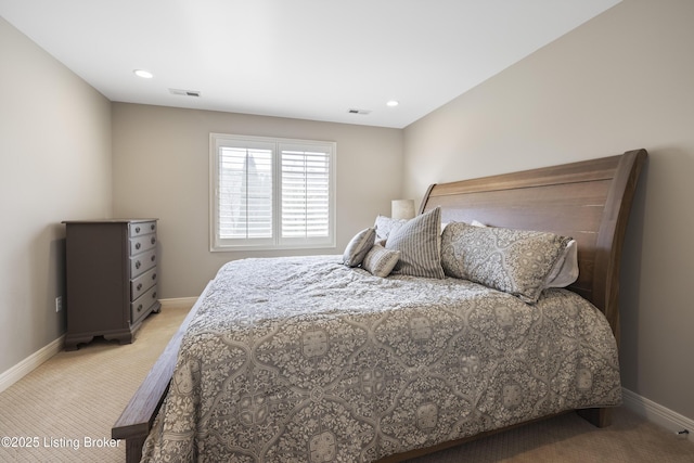 12206 Bridgeway Ct, Sellersburg, IN 47172 - carpeted bedroom with baseboards, visible vents, and recessed lighting