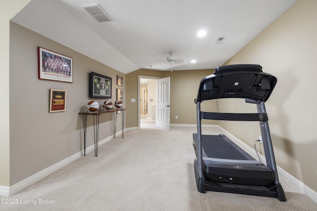 12206 Bridgeway Ct, Sellersburg, IN 47172 - exercise room featuring recessed lighting, carpet, baseboards, and visible vents