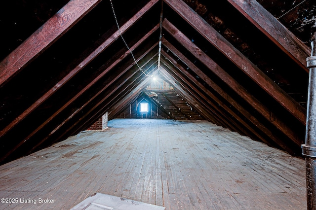 view of unfinished attic