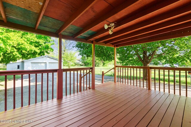 6515 Upper Hunters Trce, Louisville, KY 40216 - wooden deck with an outbuilding