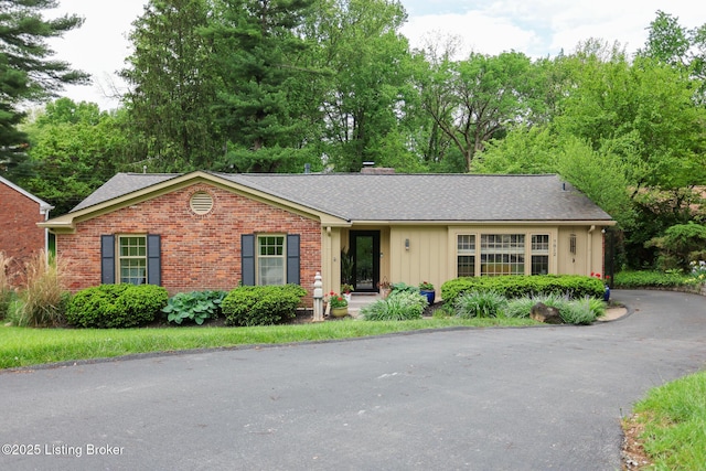 7812 Crown Top Rd, Louisville, KY 40241 - ranch-style home with a shingled roof, brick siding, and driveway