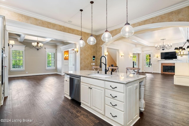 10900 Meeting St, Prospect, KY 40059 - kitchen with a sink, stainless steel dishwasher, a notable chandelier, and open floor plan