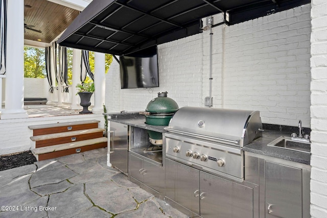 10900 Meeting St, Prospect, KY 40059 - view of patio / terrace featuring grilling area, exterior kitchen, and a sink