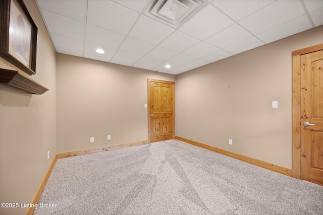105 Moutardier Woods Way, Leitchfield, KY 42754 - empty room with baseboards, visible vents, carpet, and a paneled ceiling