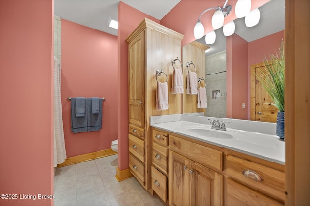 105 Moutardier Woods Way, Leitchfield, KY 42754 - bathroom featuring toilet, vanity, baseboards, and tile patterned flooring