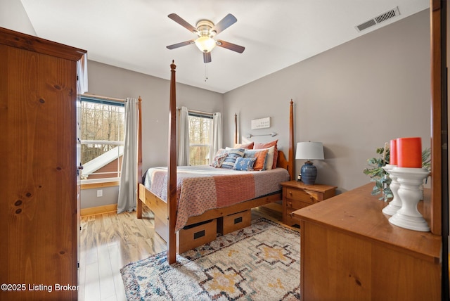 105 Moutardier Woods Way, Leitchfield, KY 42754 - bedroom featuring a ceiling fan, light wood-style flooring, and visible vents