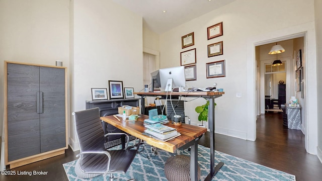 1031 S 4th St, Louisville, KY 40203 - office featuring baseboards, a high ceiling, and wood finished floors