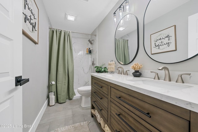 3965 Broadford Rd, Clarkson, KY 42726 - full bathroom featuring double vanity, a sink, toilet, and curtained shower