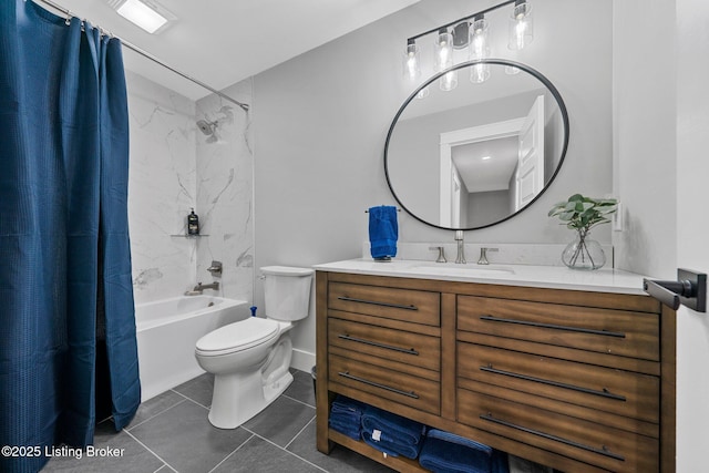 3965 Broadford Rd, Clarkson, KY 42726 - full bathroom with toilet, vanity, tile patterned floors, and shower / tub combo