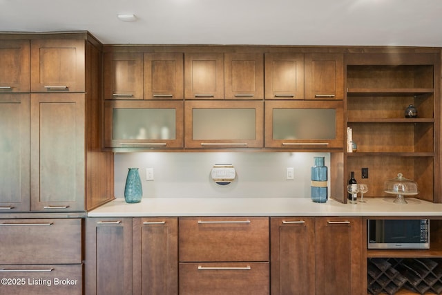 bar with stainless steel microwave