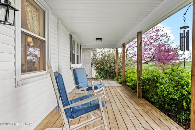 deck featuring covered porch
