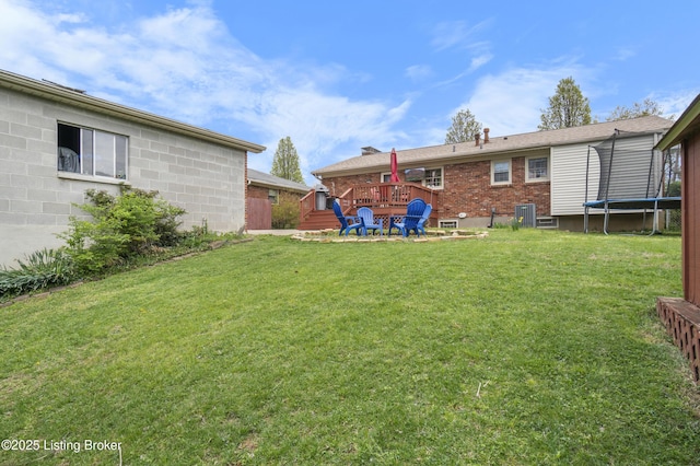 2410 Mammoth Way, Louisville, KY 40299 - view of yard with central AC, a trampoline, and a deck