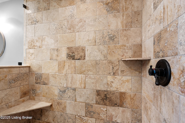 details with a tile shower