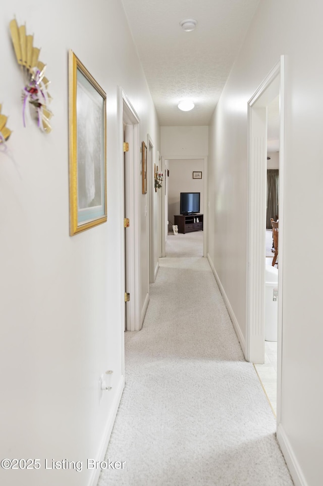 591 Arrowhead Ln, Shepherdsville, KY 40165 - hall with baseboards, a textured ceiling, and carpet floors