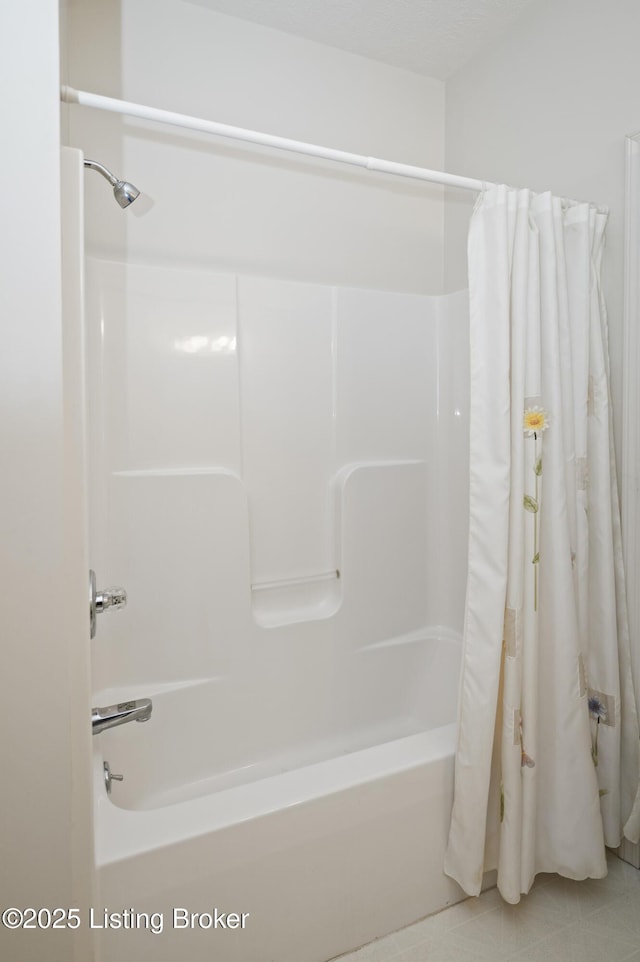 591 Arrowhead Ln, Shepherdsville, KY 40165 - full bathroom with shower / tub combo with curtain and tile patterned flooring