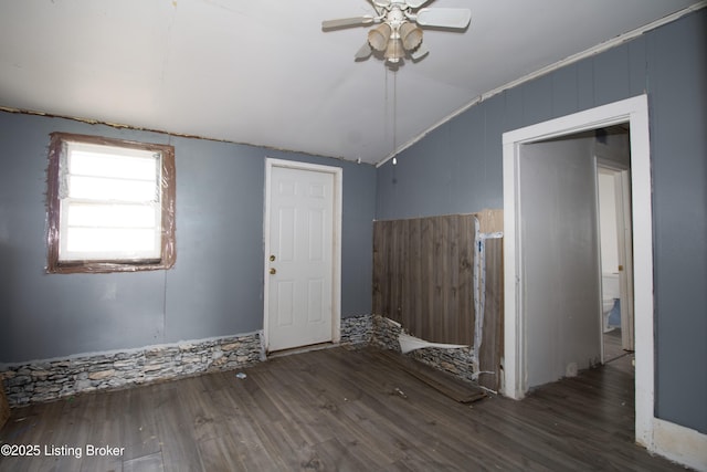 3497 Hundred Acre Pond Rd, Hardyville, KY 42746 - unfurnished room with a ceiling fan, wood finished floors, and lofted ceiling