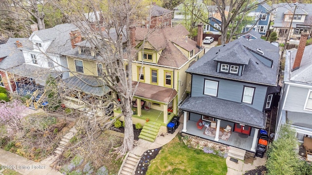 bird's eye view with a residential view