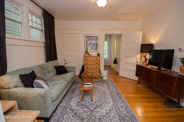 living area featuring wood finished floors